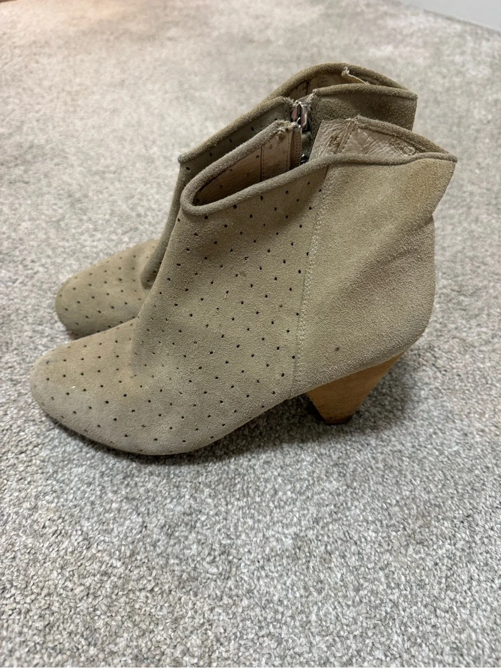 Matt Bernson Taupe Perforated Suede Ankle Booties